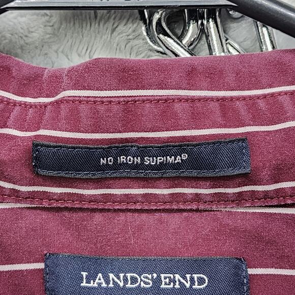 Lands End Top Womens 22W Burgundy White Striped Popover No Iron Supima Cotton - Picture 5 of 10